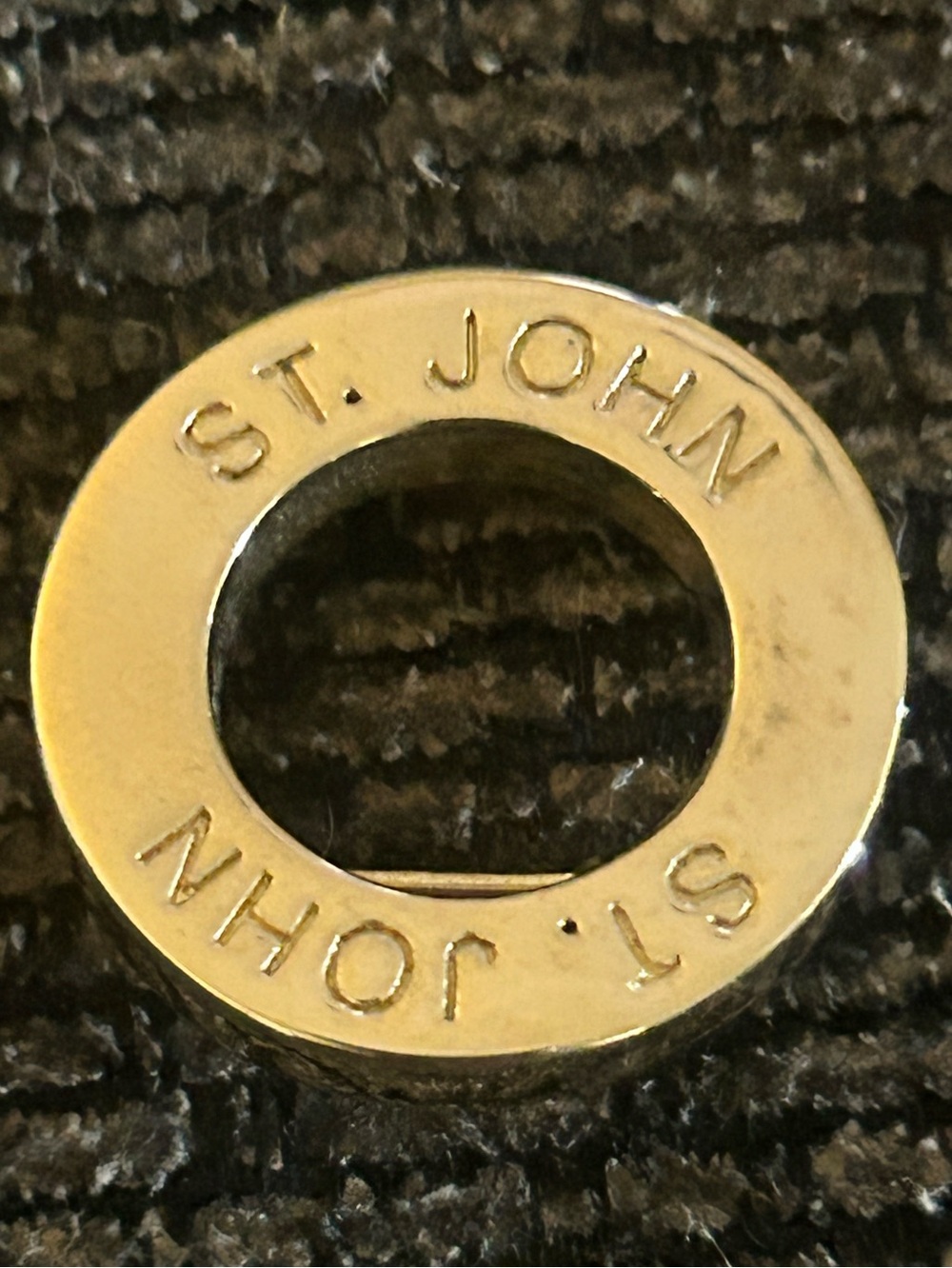 St. John Gold-Tone Round Logo signed pin brooch vintage